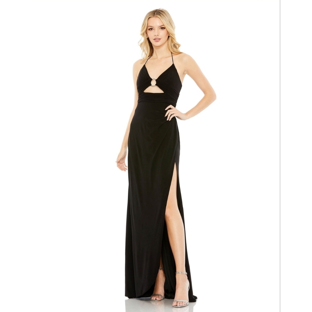 NWT Ieena For Mac Duggal Black Maxi Gown, Sizes 0 & 6
